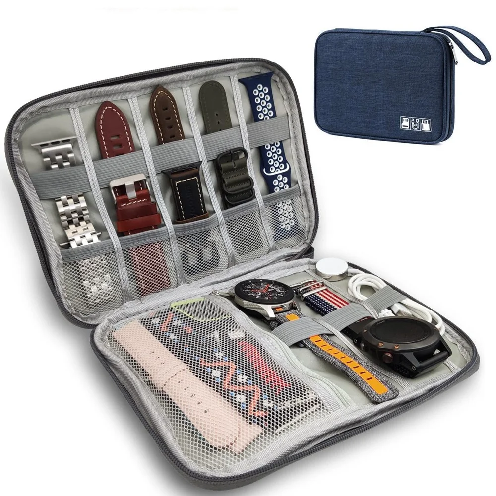 

Multifunction Portable Watch Strap Organizer Watch Band Box Storage Bag Watchband Holder Watch Travel Case Pouch Gray Black