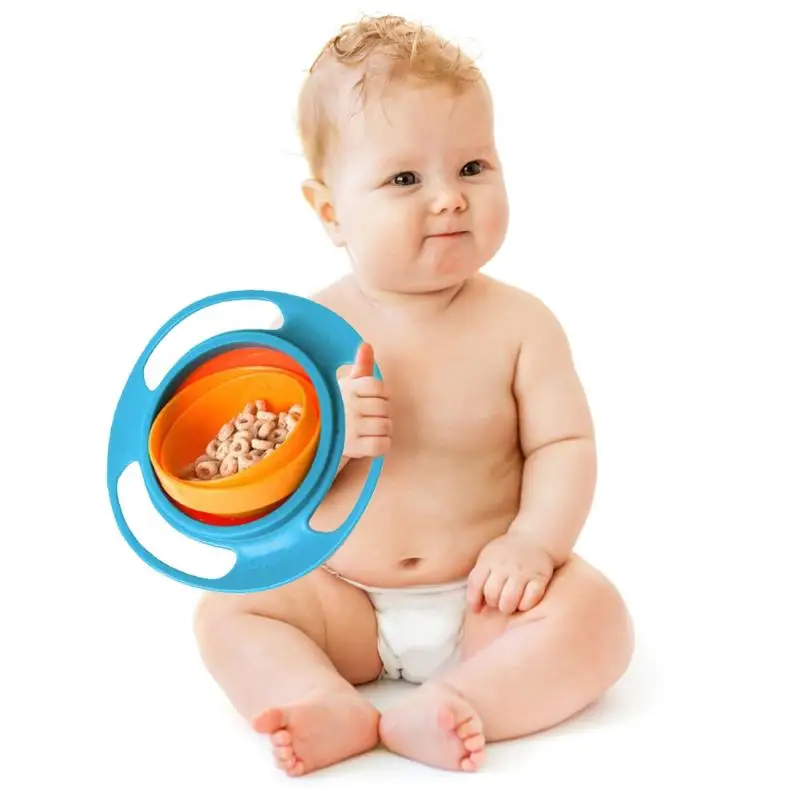 

Hot Creative Baby Solid Feeding Dish Cute Baby Bowl Universal 360 Rotate Spill-Proof Learning Dishes Bow For Kid Eating Training