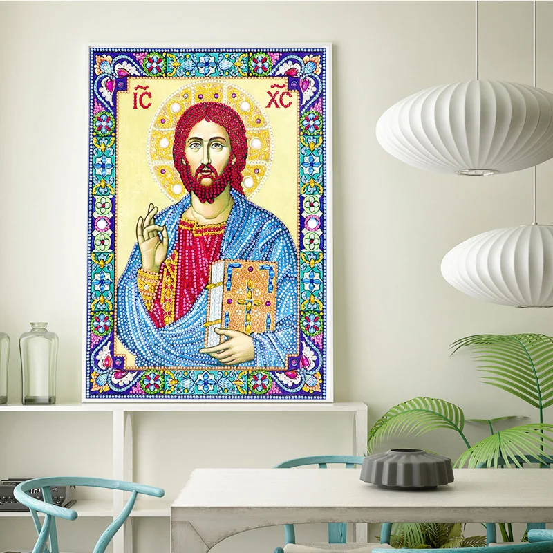 RUBOS 5D DIY Diamond Painting Icons of Savior Jesus Healing Power Diamond Embroidery Mosaic Big Bead Pearls Glass Stone New Sale (5)