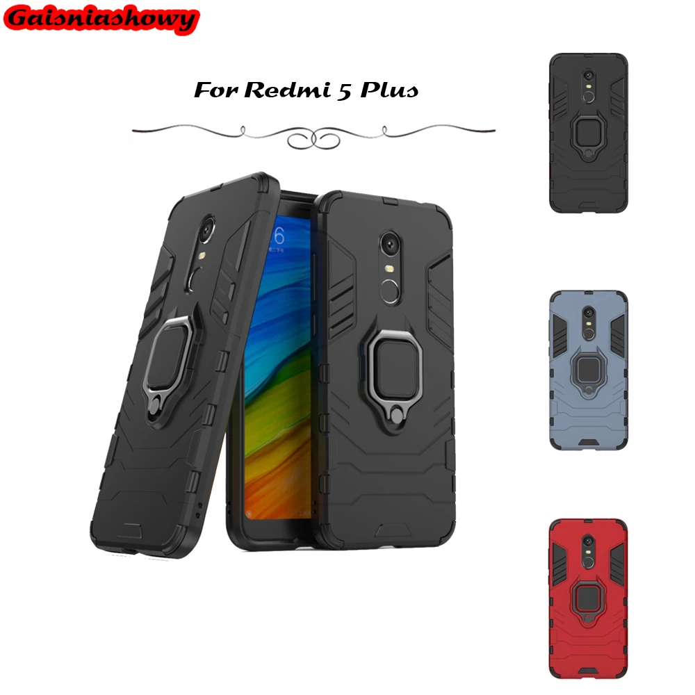 Armor Case For Xiaomi Redmi 5 Plus Magnetic Car Holder Rubber Silicone Cover Kickstand Phone Shell Coque |