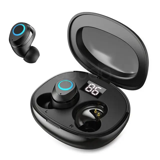 9D стерео мини беспроводные Bluetooth наушники с микрофоном Сенсорное управление Bluetooth наушники супер бас гарнитура для iOS Android - Цвет: BLACK