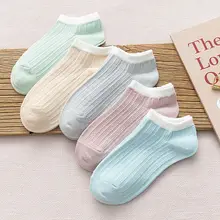 

5 Pairs/Pack Woman Cotton Ankle Invisible Socks Embroidery Novelty Cute Breathable Boat Short Sock Chausette Calcetines Mujer