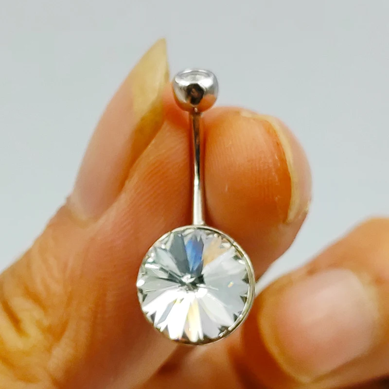 

925 sterling silver belly ring cubic zircon stone punk navel ring Body Piercing jewelry