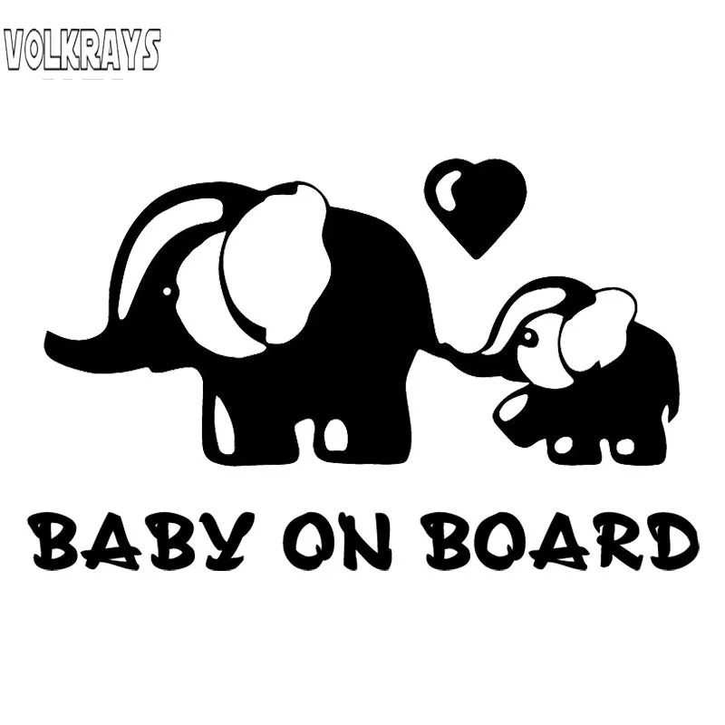 

Volkrays Lovely Car Sticker Baby on Board Elephant Mother and Baby Accessories Reflective Waterproof Vinyl Decal,9cm*16cm