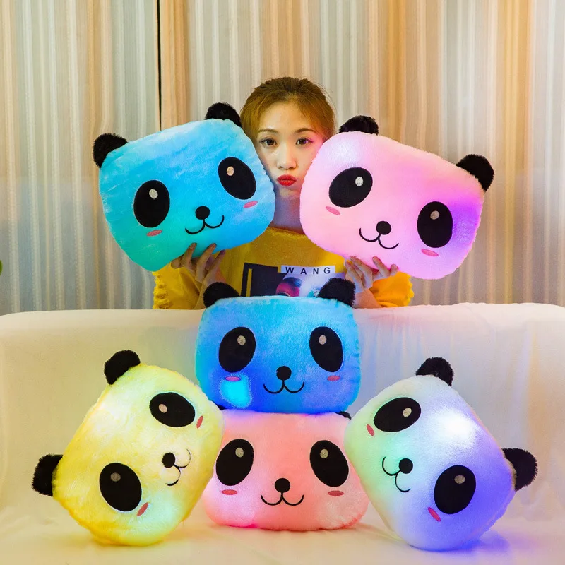 New Style Colorful Glow Pillow Plush Toys Color Panda Cushion Cute Panda Nap Pillow