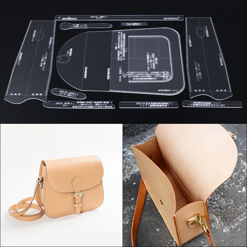 

1Set DIY Acrylic Template New Fashion Saddle Bag Crossbody Bag Leather Craft Pattern DIY Stencil Sewing Pattern 28cm*20cm