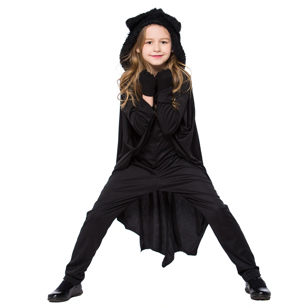 Snailify костюм на Хэллоуин для детей девочек костюм летучей мыши черный комбинезон с капюшоном черный Бэтмен злой вампир Дьявол Косплей животных Косплей