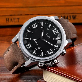 

Casual Sport Watches for Men business Top Luxury student watches Leather Wrist Watch Man Clock Fashion Chronograph Wristwatch