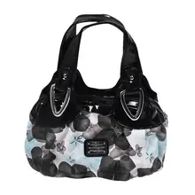 Модная женская сумка из искусственной кожи, сумка-тоут, Сумка с принтом, сумка-портфель-мечта, синий цветок+ черный ремешок