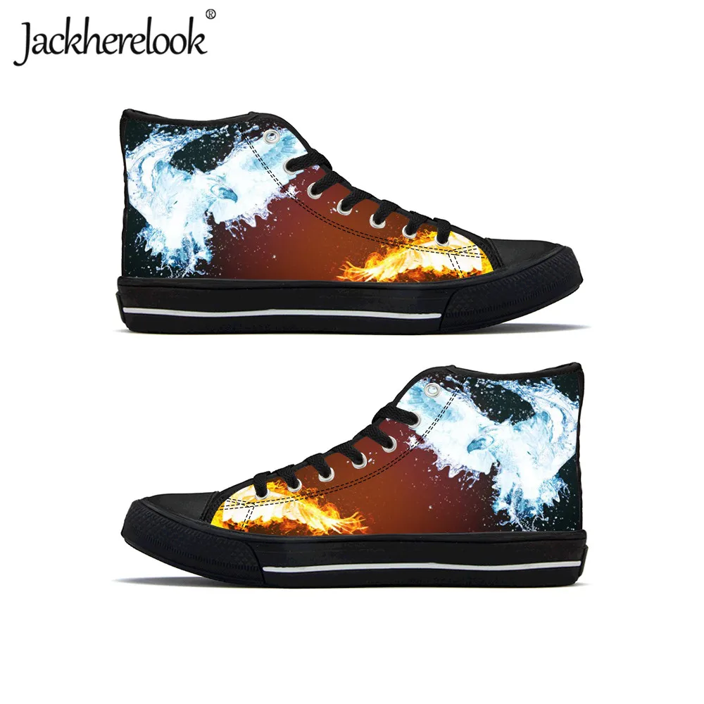 Jackherelook/Новинка года; модная Вулканизированная обувь с изображением огненных животных; парусиновая обувь с 3D принтом лошади, тигра, Орла; кроссовки для бега - Цвет: HML092Z38A