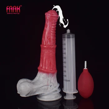 FAAK New Squirting Dildo Silicone Animal Horse Penis With Sucker Spray Ejaculation Dildo Ogasm Fetish Sex Toys Shop For Women 1