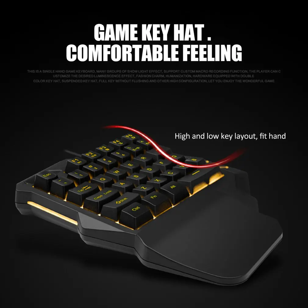  G30 1.6m Wired Gaming Keypad with LED Backlight 35 Keys One-handed Membrane Keyboard for LOL/PUBG/C