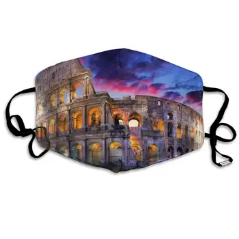 

Colosseum Rome Italy Night Landscape Washable Reusable Mask, Cotton Anti Dust Half Face Mouth Mask For Kids Teens Men Women