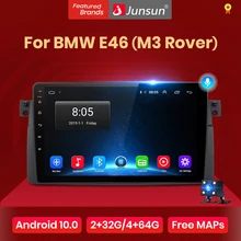 Junsun v1 android 10.0 ai controle de voz rádio do carro multimidia player vídeo gps para bmw e46 coupe (m3 rover) 316i 318i nenhum 2din dvd