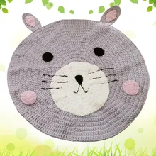 Ковер для ванной комнаты в скандинавском стиле с рисунком медведя из мультфильма, тканый ковер с животным узором, вязаное шерстяное одеяло