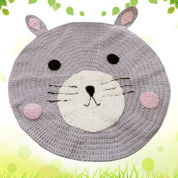 

Bedroom bathroom rug Cartoon Bear Pattern Nordic Style Hand-woven Animal Pattern Floor Mat Carpet Knitted Wool Blanket