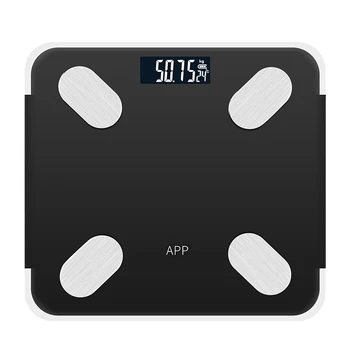 

Promotion! Black Rechargeable Bluetooth APP Android IOS Smart Human Body Electronic Scale Grease Meter Measure Room Temperature