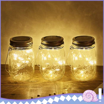 

20 LED Mason Jar Solar Lights Lids Solar Lids Lights String Fairy Star Firefly Wedding Patio Garden Decorations Hanging Lights