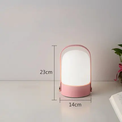 pink Креативная настольная лампа для дома, простой современный стиль, для спальни, для учебы, прикроватный светодиодный светильник, E27, портативный светильник с ручкой высокого качества - Цвет абажура: pink