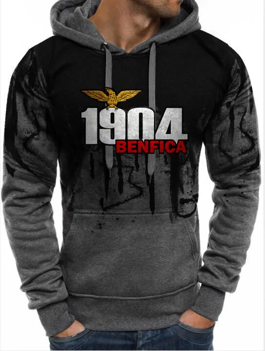 Серый Новое поступление мужская одежда модные толстовки BENFICA 1904 с принтом повседневные уличные стильные мужские толстовки с принтом Размеры S 5XL - Цвет: Серый