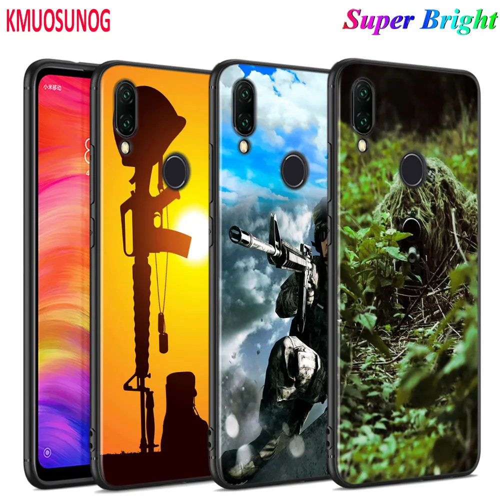 

Black Silicone Cover Army Soldier camouflage for Xiaomi Redmi Note 8 7 6 5 4X 4 K20 Pro 7A 6A 6 S2 5A Plus Phone Case