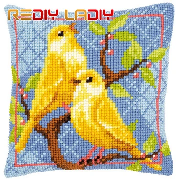 

LADIY Cross Stitch Pillow Cover RED BIRDS Cushions for Sofas Decorative Pillow Case DMC Counted Cross-Stitch Kits Cushion Cover