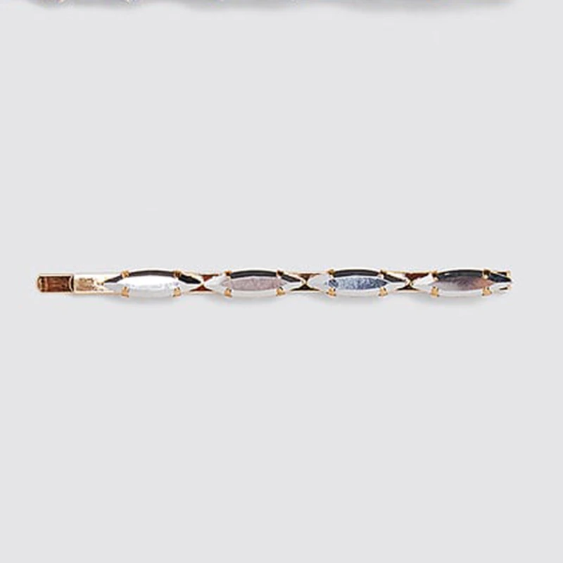 Dvacaman Trendy ZA Design 4 PCS/Set Flower Crystal Hair Clips Women Punk Gold Color Metal Rectangle Barrettes Gift Hair Pin - Окраска металла: 21