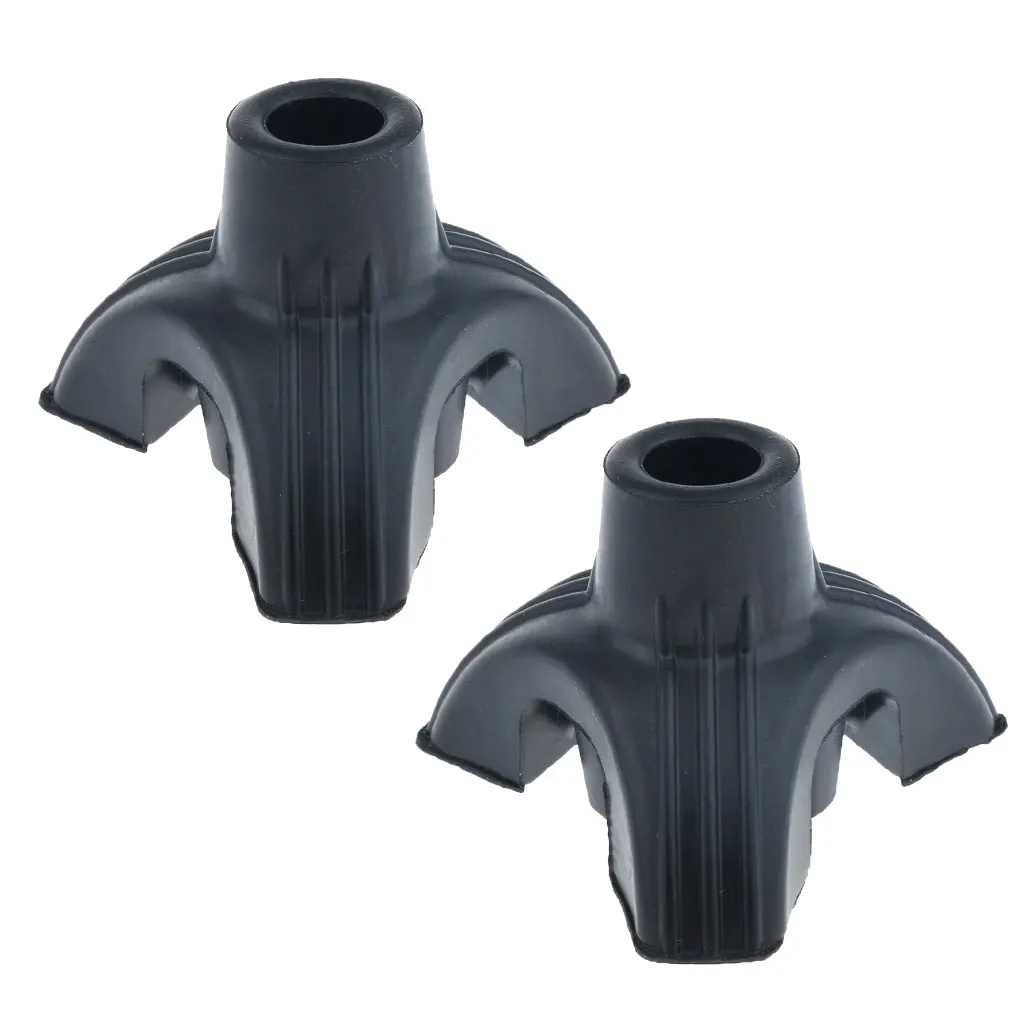 2 Pieces Black Durable Tripod Rubber Tips Bases for Elderly Senior Cane Walking Stick Crutches 16mm 5/8 inch
