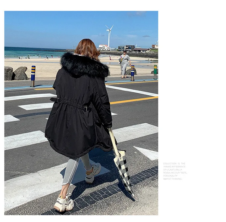 Толстые волосы воротник подкладка ягнята шерсть хлопок стеганая одежда зима супер огонь хлопок ватник пальто 6612