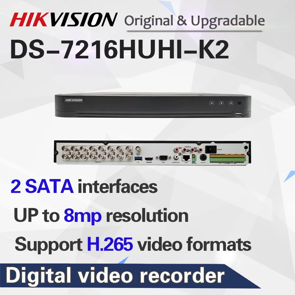 

16CH 5 In 1 AHD DVR DS-7216HUHI-K2 Support CVBS TVI CVI AHD Analog IP Cameras P2P Cloud H.265 HDMI video recorder RS485 Audio