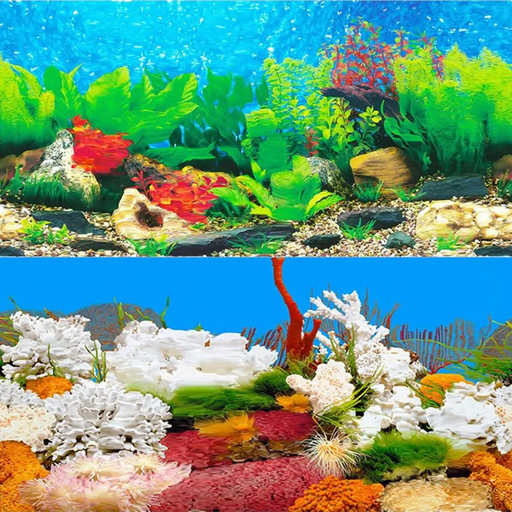 3d Aquarium Landscape Poster Rainforest Wallpaper Fish Tank Background  Decoration Pvc Self Adhesive Backdrop Hd Sticker - Decorations & Ornaments  - AliExpress
