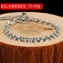 Cigovo925 Серебряный браслет мужской модный одиночный мужской день Отдел ретро досуг парикмахерский серебряный браслет классный