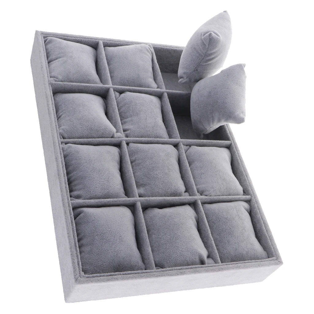 Soft Pillow Cushion 12 Slots Box for Jewelry Bracelet Bangle Watch Showcase Soft Pillow Cushion 12 Slots Box for Jewelry Bracelet Bangle Watch Showcase