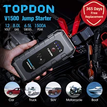 Topdon-auxiliar de partida de carro v1500, bateria portátil, a, partida de carro, emergência, impulsionador, carregador de carro