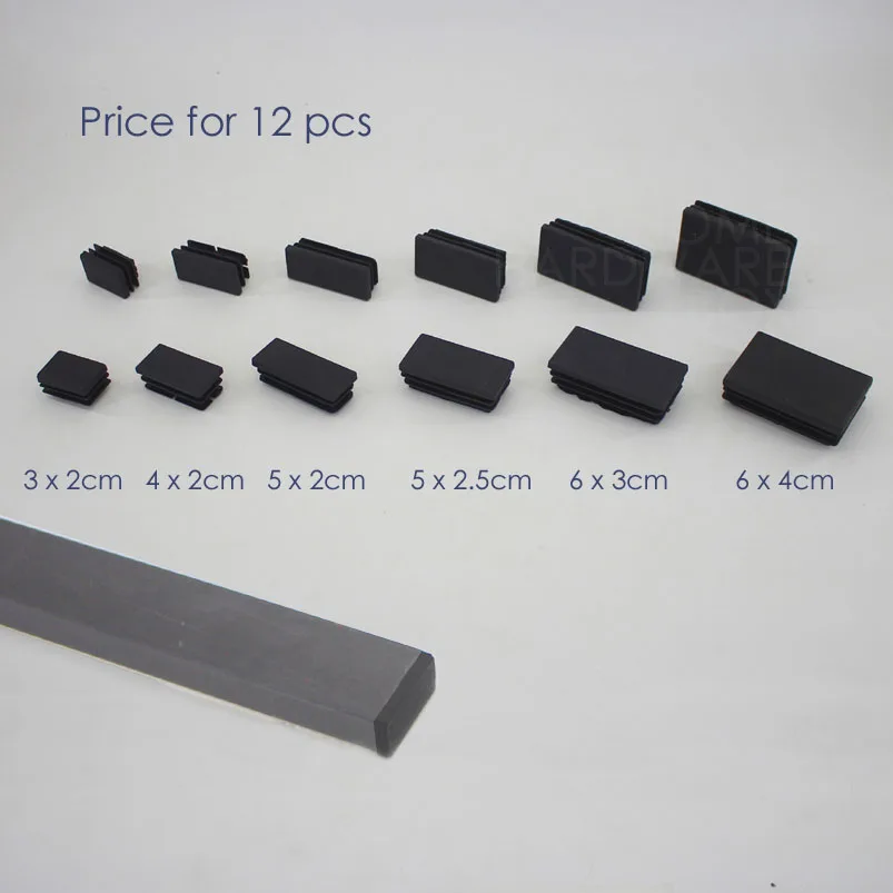 Tube End Caps 4 Pack Rectangular Tube Inserts 90mm x 40mm Plastic Inserts
