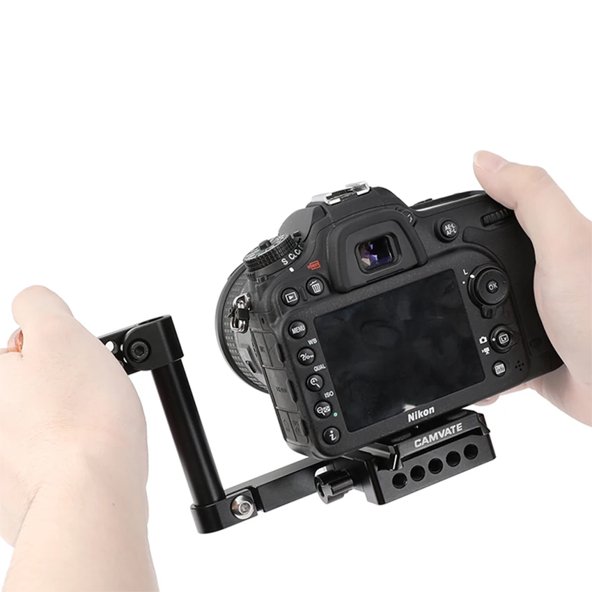 Простой держатель камеры CAMVATE с быстроразъемной пластиной Manfrotto и левой деревянной рукояткой