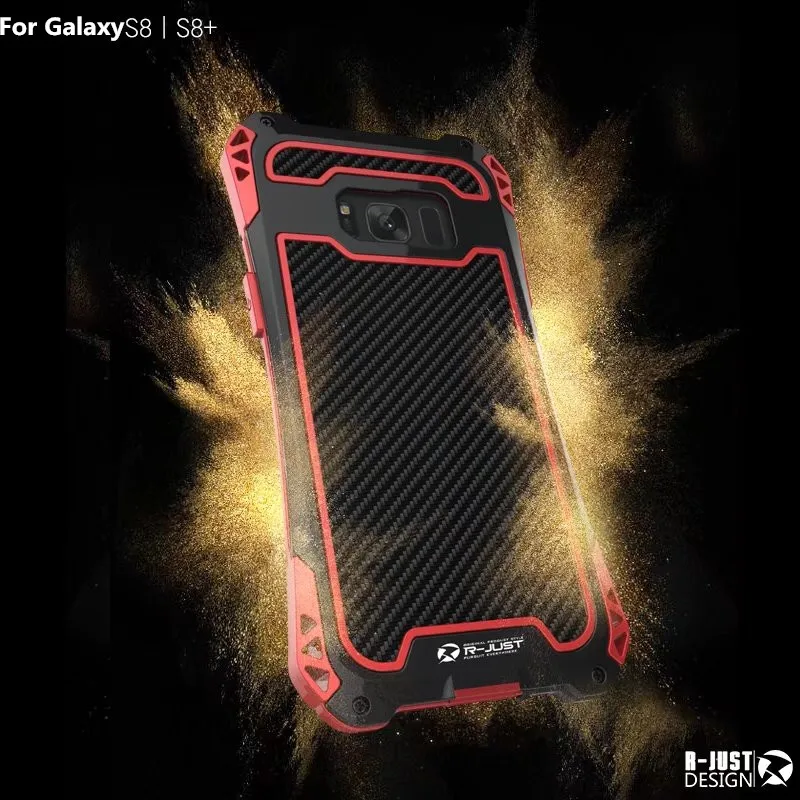 R-JUST чехол для samsung 10 S9 S8 Plus, чехол-Броня King, алюминиевый карбоновый противоударный чехол для Galaxy Note 10, 9, 8, чехол и коробка