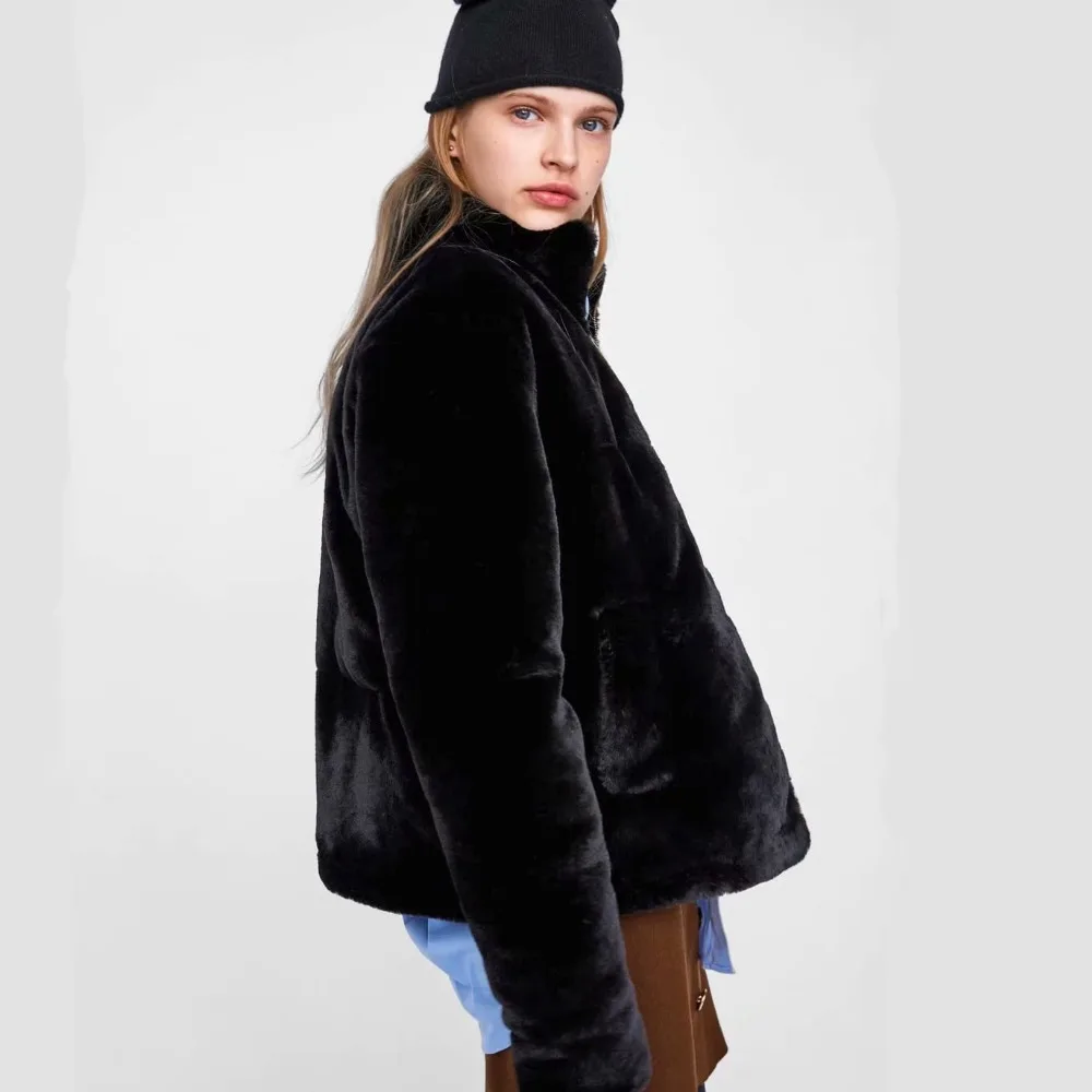Ladyfirsy ZA милое хлопковое пальто Bohemain Удобная фланелевая на молнии с высоким воротником вечерние рождественские женские хлопковые куртки