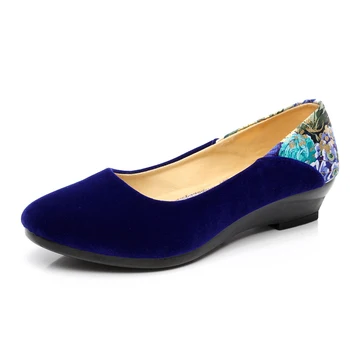 

New Women's Shoes Pumps Low Heels Wedges Woman Casual Loafers Cloth Pointed Toe Fashion Classics Elegant Princess Dance Shoes