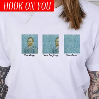 

Summer New 2019 Harajuku Vintage Tshirt Van Gogh Van Goghing Van Gone Meme Funny Aesthetics T Shirt Vogue Cute Print Women Tops