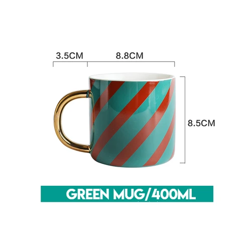 Green Mug 400ML Скандинавская керамическая посуда позолоченная миска кофейная кружка ложка/вилка/нож посуда и тарелки наборы рождественские украшения для дома - Цвет: Green Mug 400ML