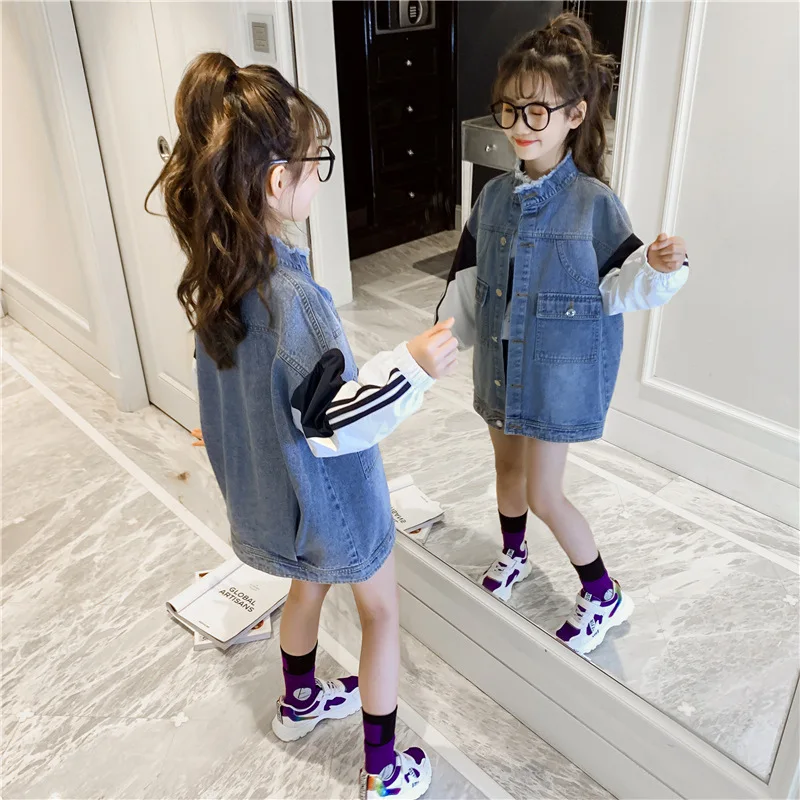 

Girls' Jean Jacket 2020 Spring And Autumn New Style Korean-style Middle And Large Children's Network Red Tops GIRL'S Spring Clot