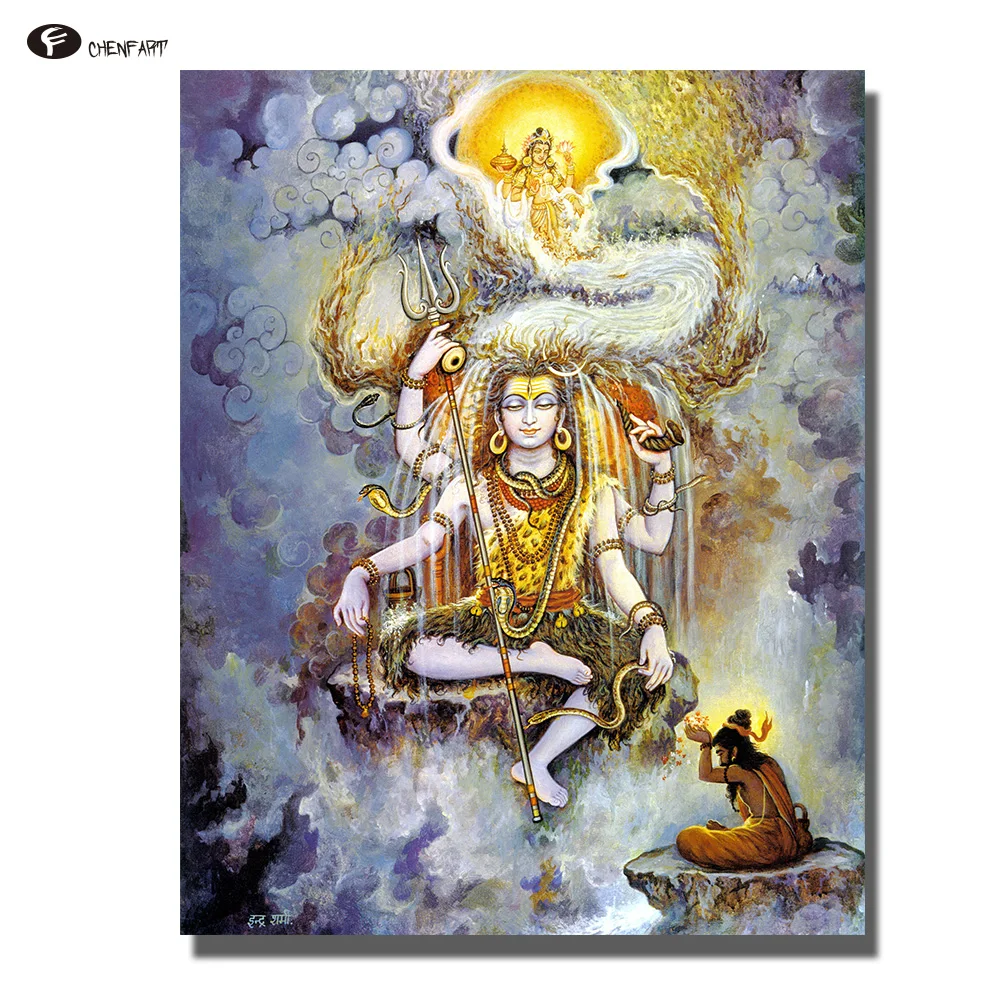 Декоративные картины CHENFART Shivite prayes to Lord Шива Будда настенные для гостиной без