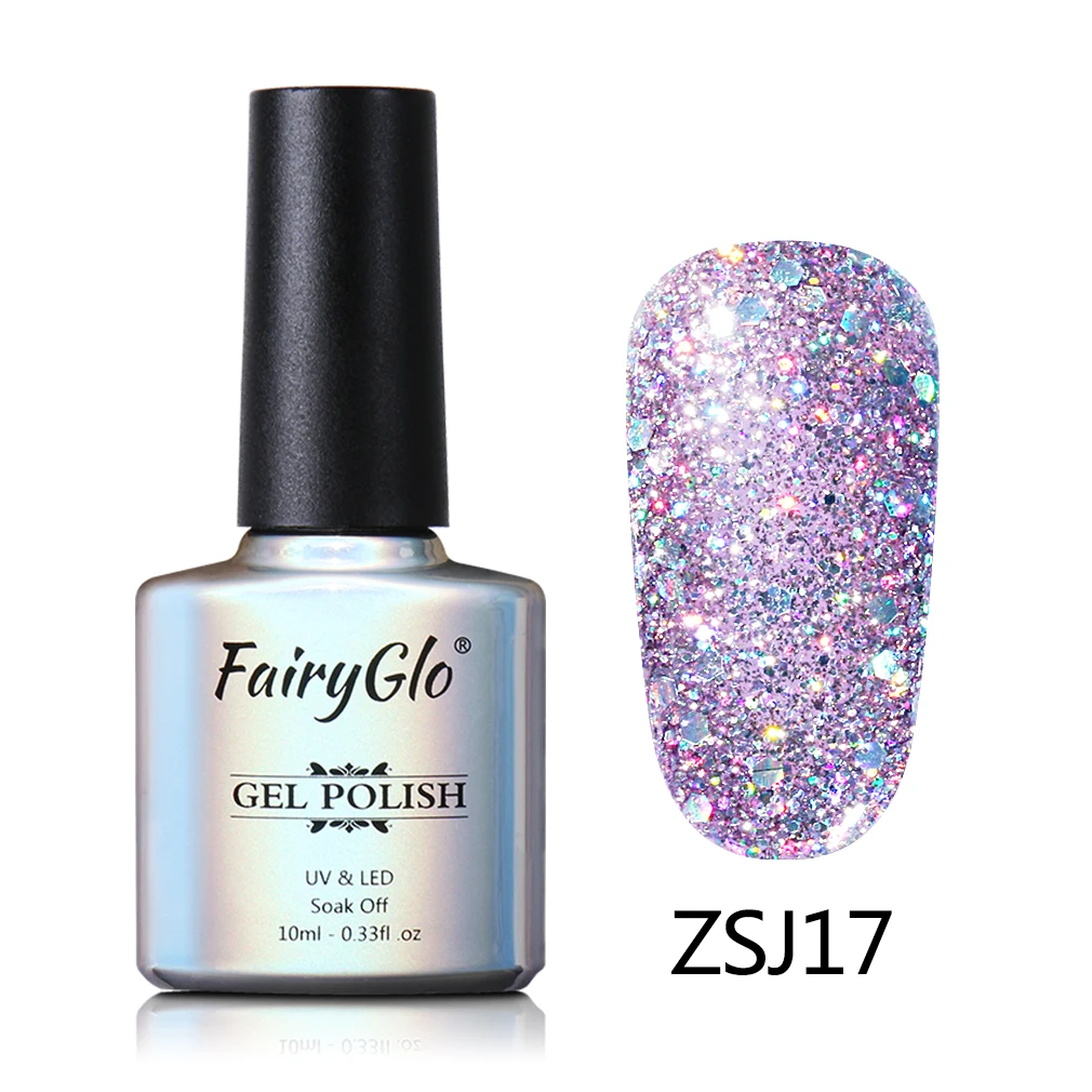 FairyGlo 10 мл Алмазный Гель-лак для ногтей Vernis Полупостоянный УФ-светодиодный Блестящий Гель-лак с эффектом замачивания Гибридный эмалированный лак - Цвет: ZSJ017