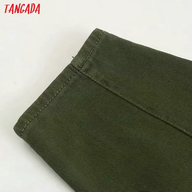 Tangada women amygreen denim harm pants strethy waist fashion female loose casual vintage jean femme 4M136