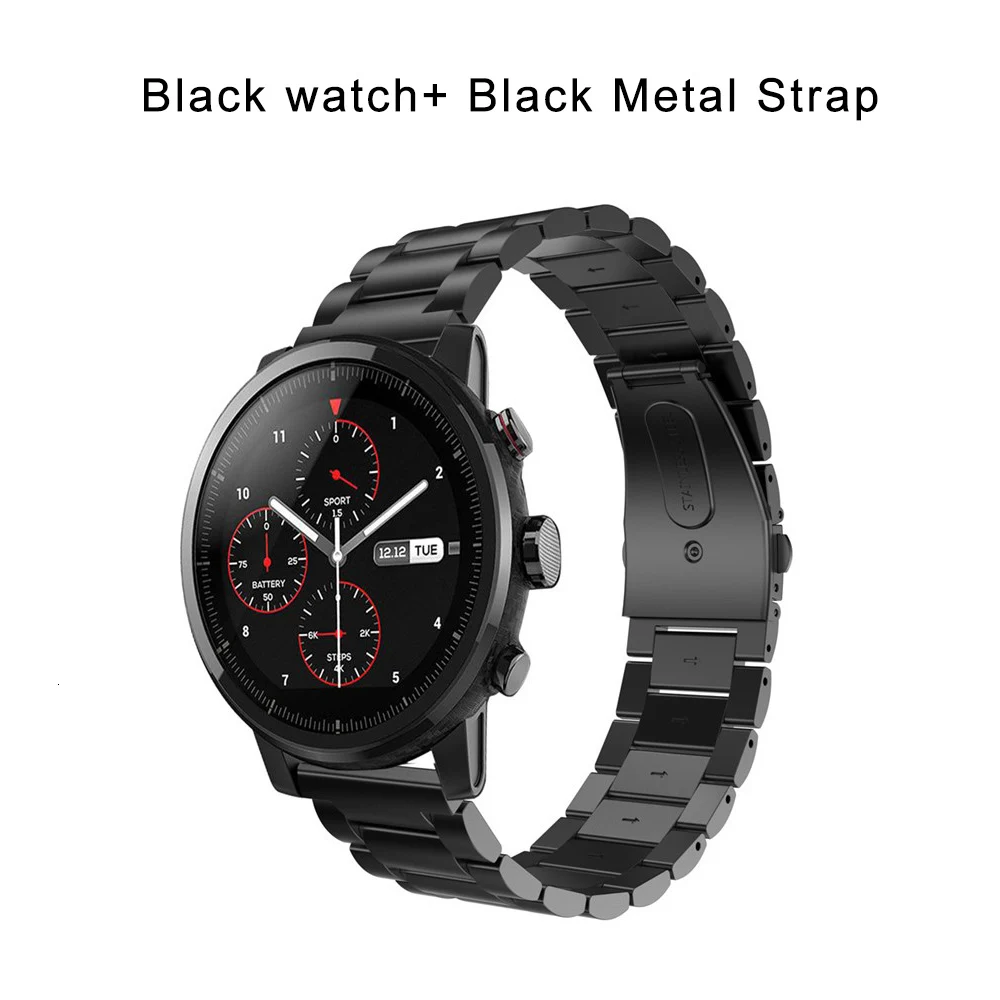 Новые спортивные умные часы Xiaomi Huami Amazfit Stratos 2 Gps 5atm 2.5d экран Gps Смарт-часы для плавания для Strava Ios глобальная версия - Цвет: N black metal Strap