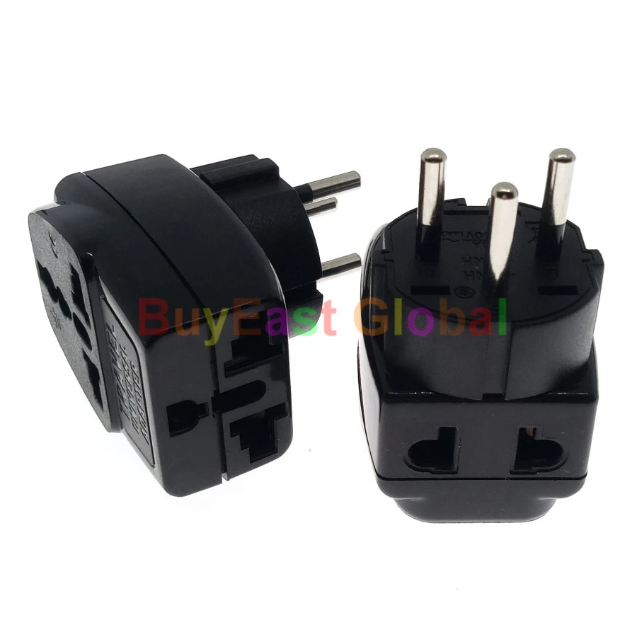 Pack 3) 3 IN 1- ISRAELI Electrical Plug Adapter Universal Outlet AC100~250V 10A White / Black