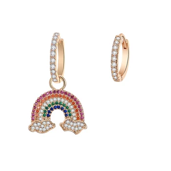 

Fashion Gold Color Charm Cubic Zirconia Rainbow Pendant Earring For Women Accseeories Birthday Wedding Party Gift 2019 Wholesale