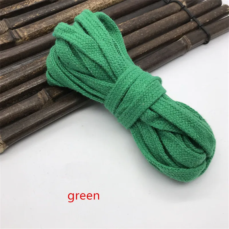 Colored Cotton Braided Rope Hollow Flat Twisted Cord 10 mm * 10M Sports Belt DIY Sewing Tape Rope Shoes Hat Decoration 14 colors