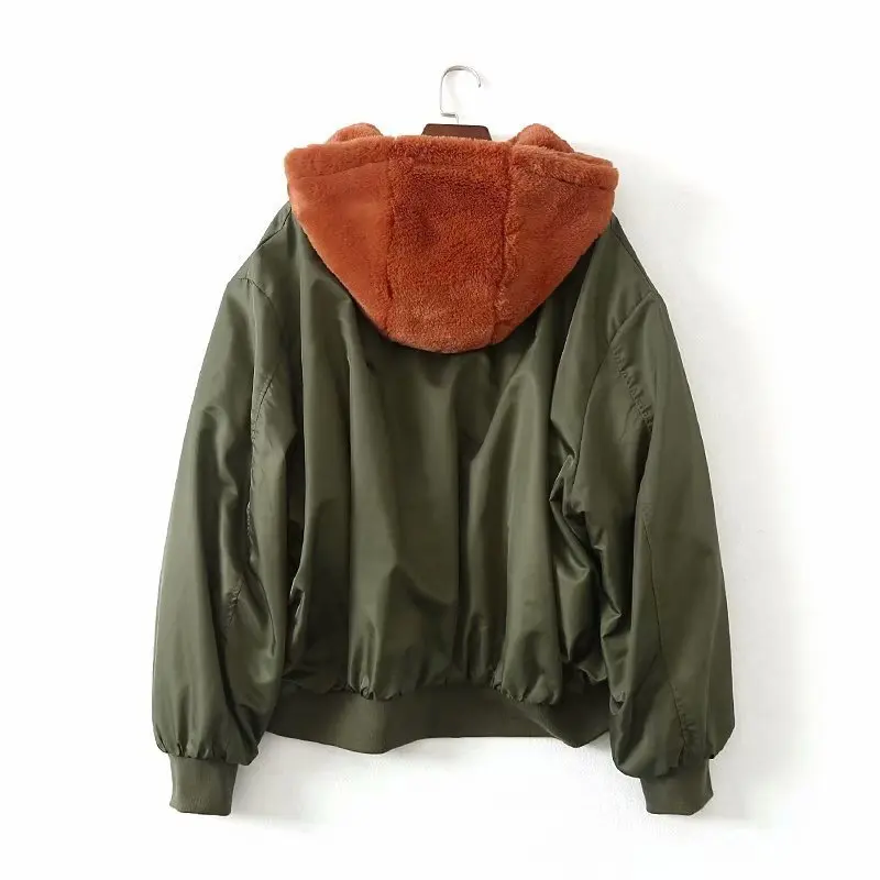 

Ozhouzhan 2018 Autumn And Winter New Style Reversible Hooded Zipper Flight Jacket Women's Loose-Fit Slimming Coat 014230